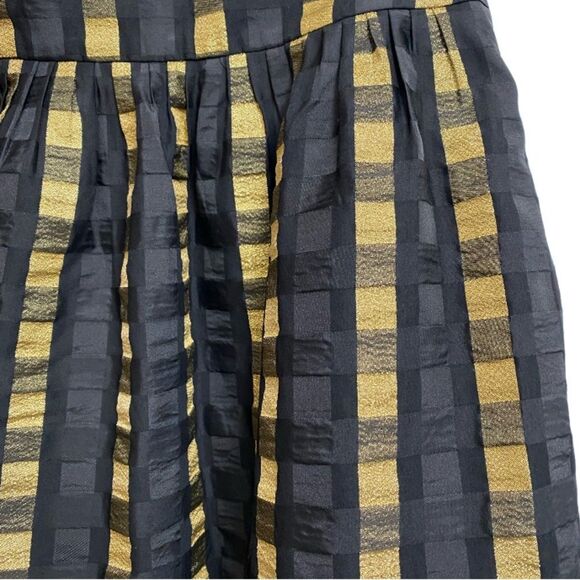 Ann Taylor Full Circle Skirt Women's Sz 4 Black Gold Check Cocktail Whimsygoth - Picture 13 of 14